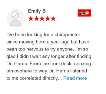 Emily B yelp review for Trinitiy Mills Chiropractic