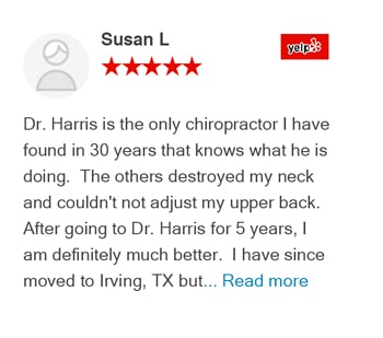 Susan L yelp review for Trinitiy Mills Chiropractic