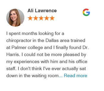 Ali Lawrence Google review for Trinity Mills Chiropractic