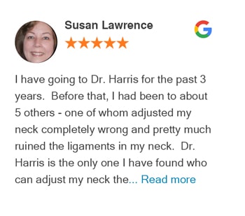 Susan Lawrence Google review for Trinity Mills Chiropractic