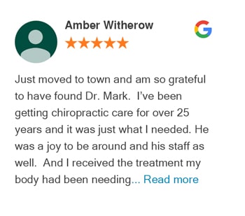 Amber Witherow google review for Trinity Mills Chiropractic