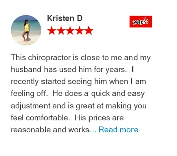 Kristen D yelp review for Trinity Mills Chiropractic